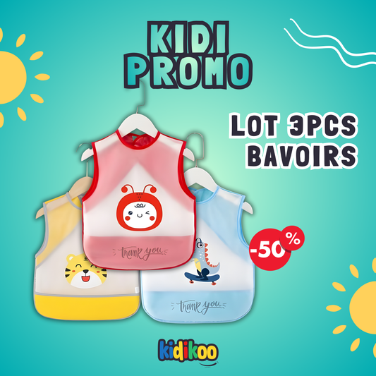 Lot de 3 Bavoirs Imperméables - Kidikoo
